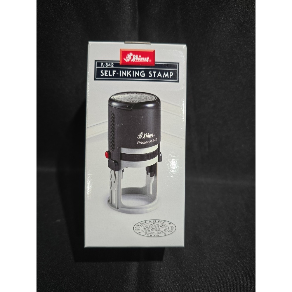 Shiny R542 Self Inking Round Rubber Stamp 1-5/8 Inch Printer R-542 Black Plastic